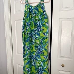 Tropical Green and Blue woman’s sun dress